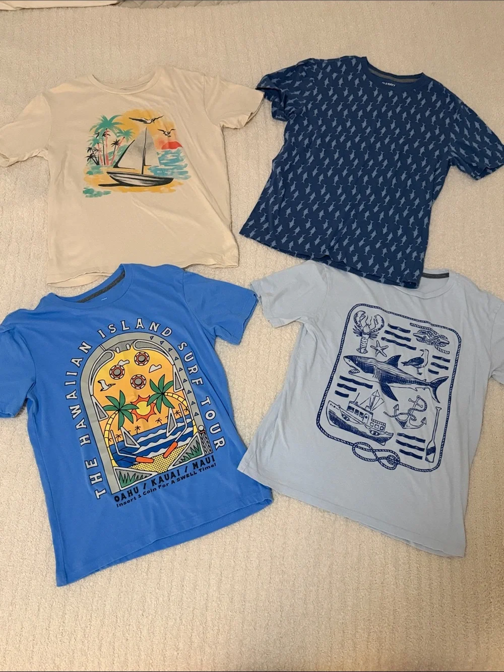 Old Navy Boys' Blue & Light Blue Hawaiian Surf Graphic Tees - Set of 4